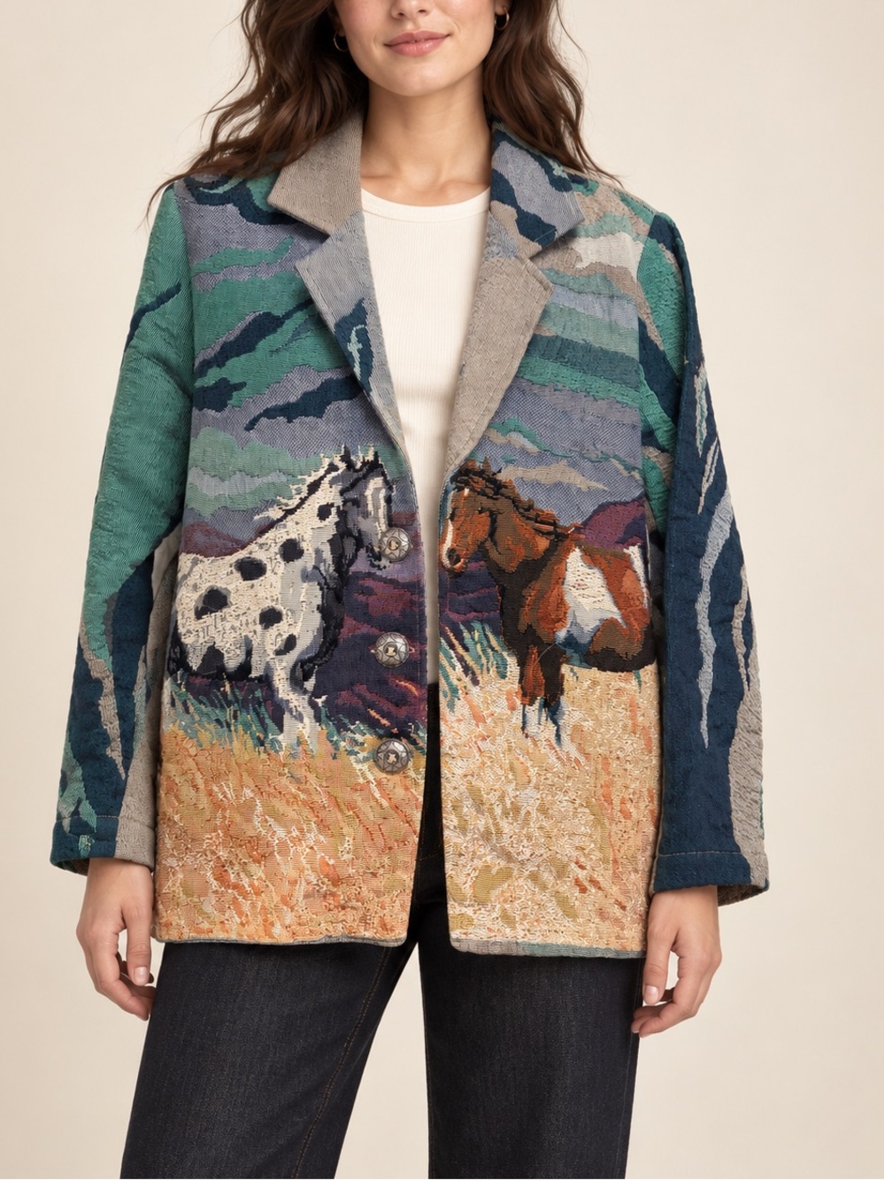 Vintage Southwestern Horse Tapestry Jacket